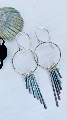 Angel Fringe Hoops in Silver