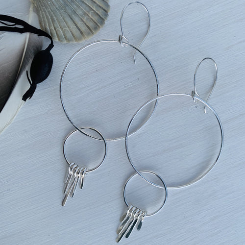 Silver Solar Fringe Hoops