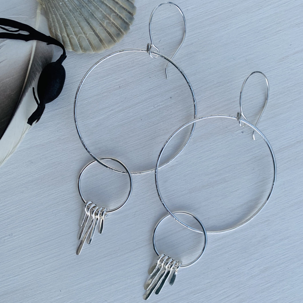 Silver Solar Fringe Hoops