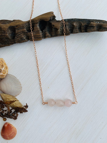 Rose Quartz Mermaid Tears Bar Necklace