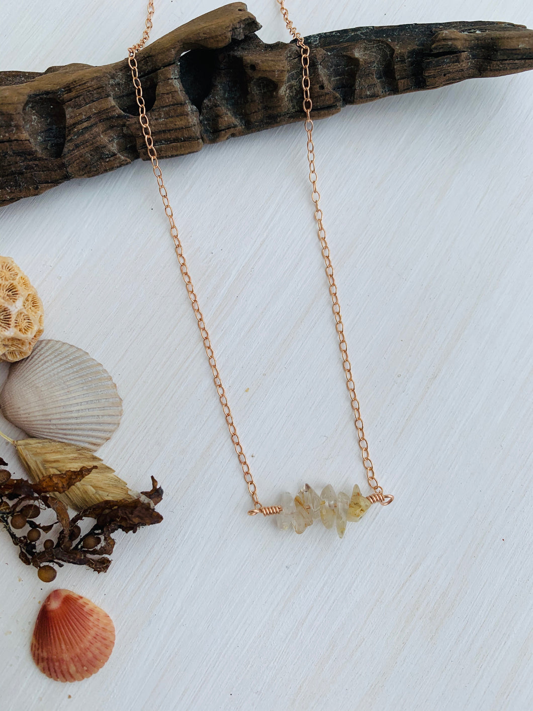 Rutilated Quartz Mermaid Tears Bar Necklace