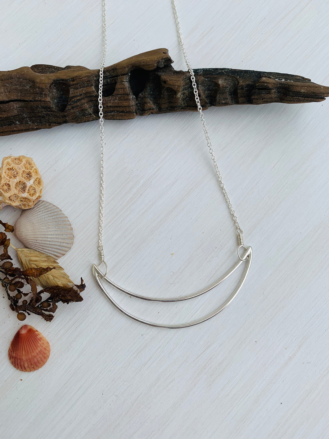 Silver Crescent Moon Necklace