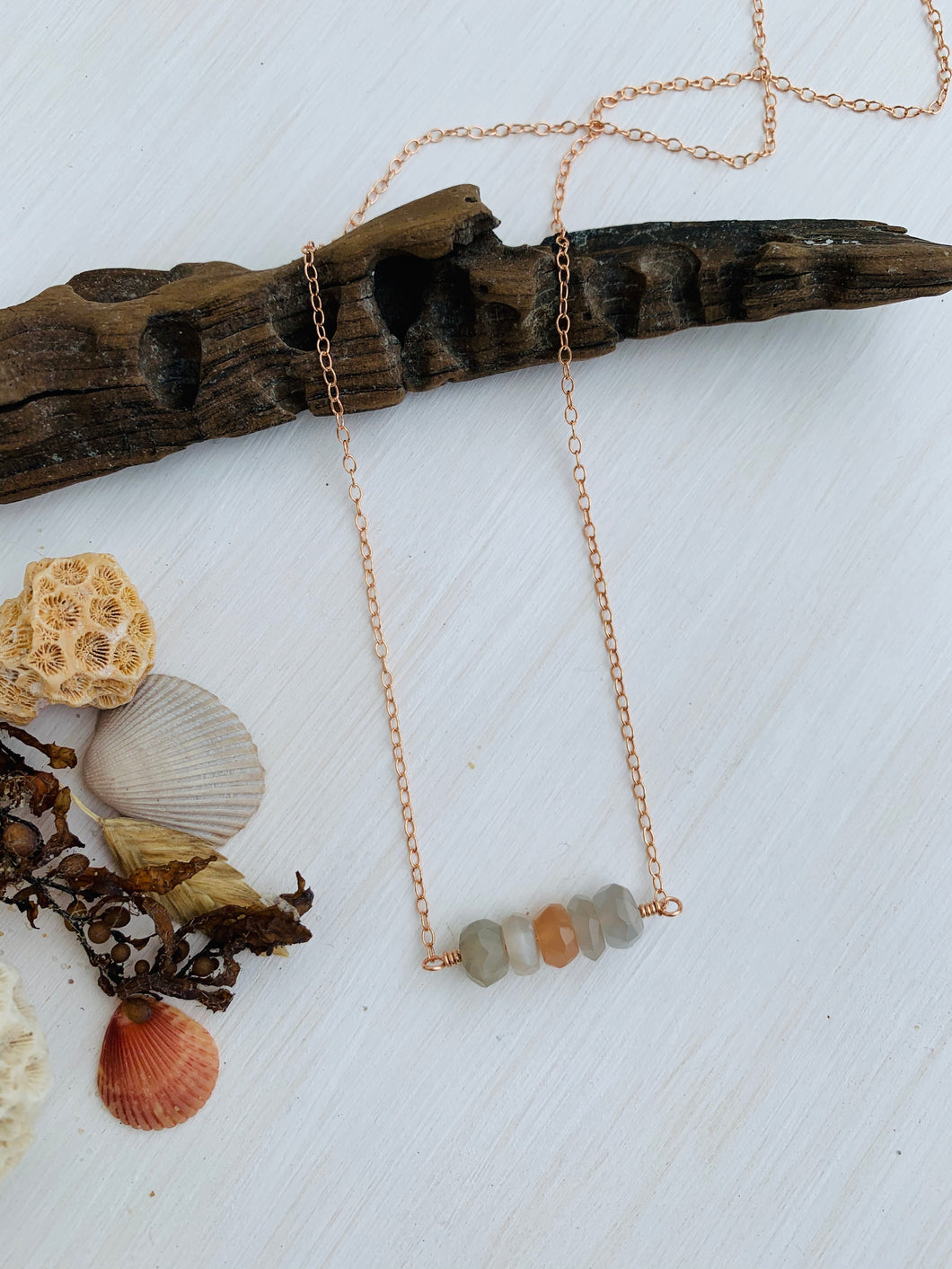 Moonstone Mermaid Tears Bar Necklace